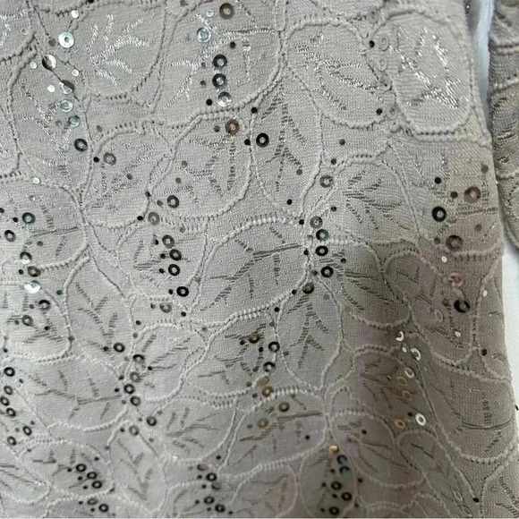 Tanjay Sequined Shirt 3/4 Length Sleeves Grey Size Small - Picture 14 of 15